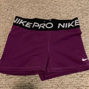 Nike Pro 3 inch purple compression shorts